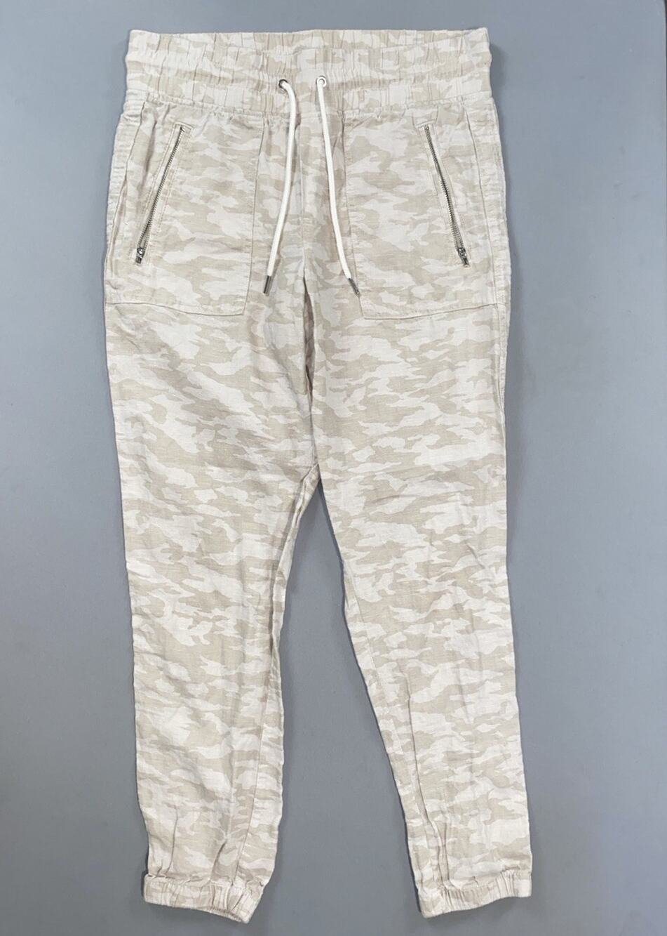 Athleta 531156 Women's Cabo Tide Linen Jogger Pull On Pants. Beige Camo, Size 4. - Picture 1 of 5